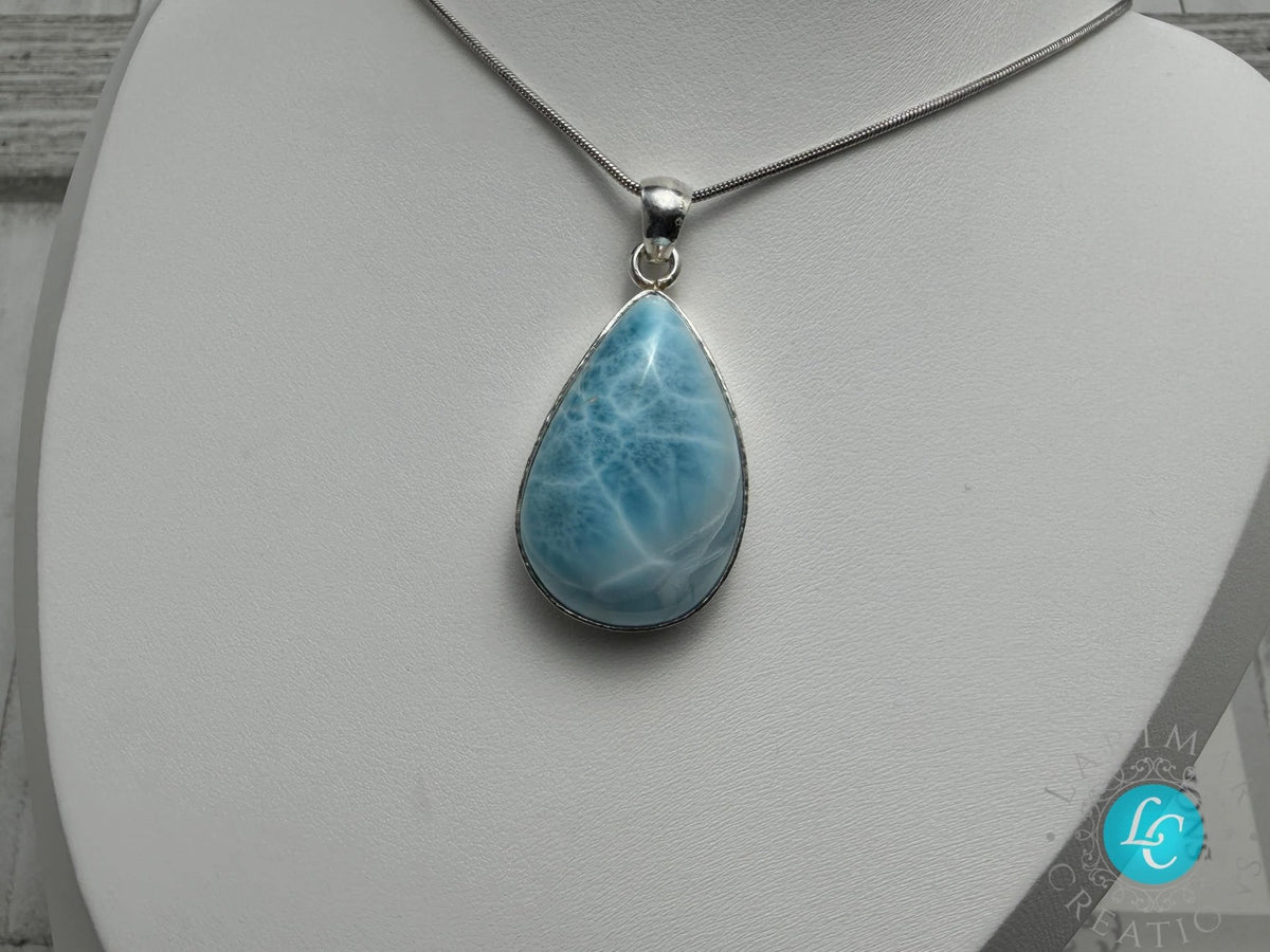 Teardrop Larimar gemstone Pendant - Larimar Creations
