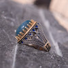 Blue Amber Men&#39;s Ring