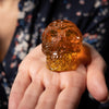 Dominican Green Amber Skull Carving