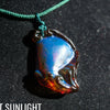 Blue Amber Pendant Red Skin Nugget Necklace