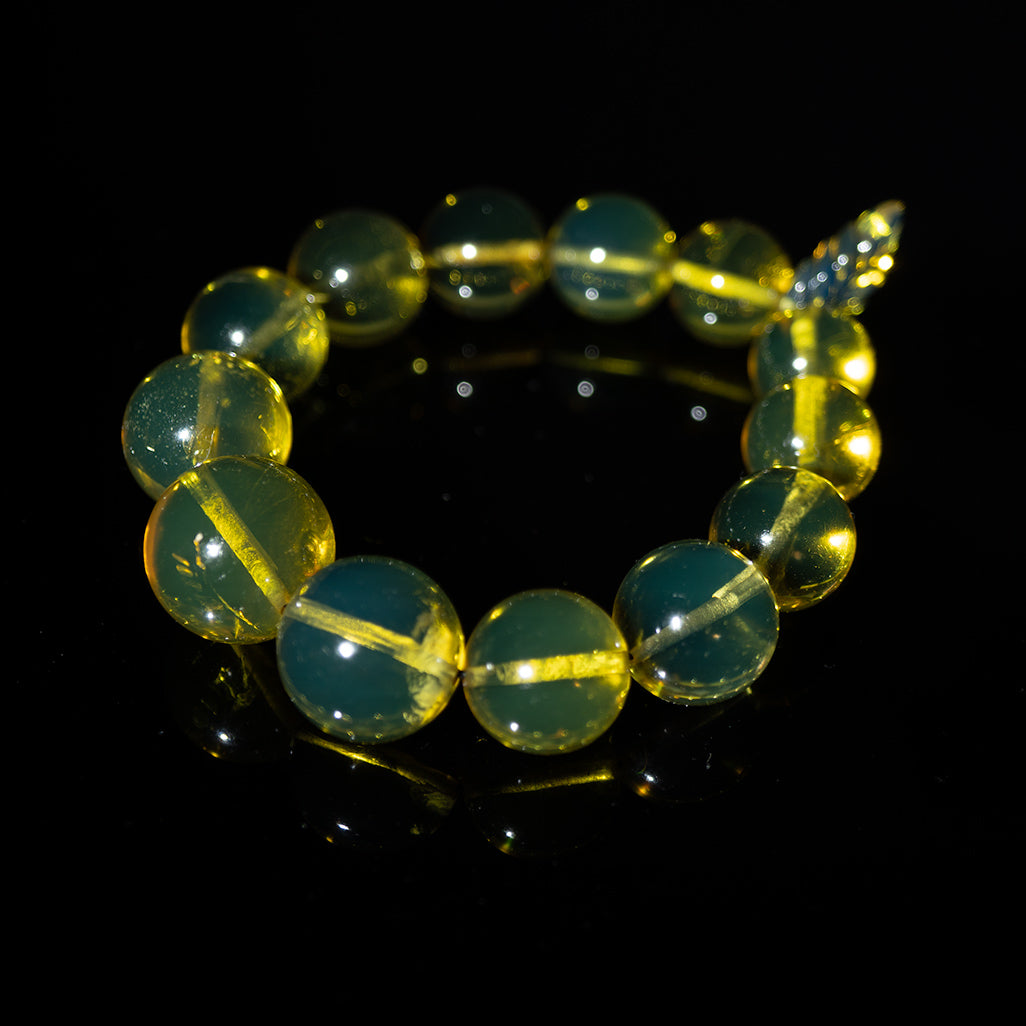 Green Amber Beaded Bracelet, 13mm-17mm Beads