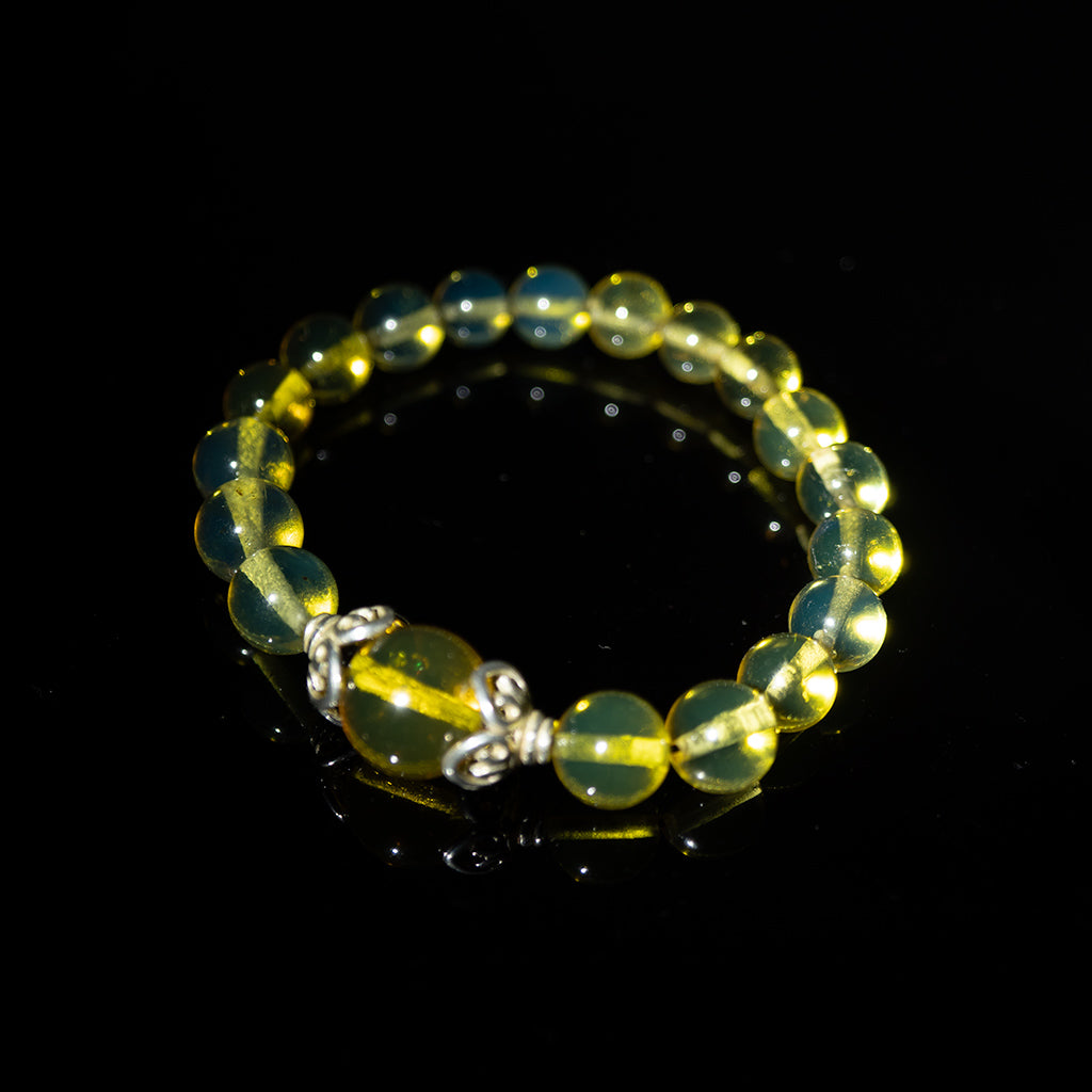 Green Amber Beaded Bracelet, 9mm-13mm Beads