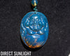 Blue Amber Dominican Happy Buddha Pendant Necklace