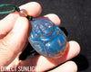 Blue Amber Dominican Happy Buddha Pendant Necklace