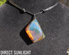 Blue Amber Dominican Cabochon Pendant Necklace with insects fossil
