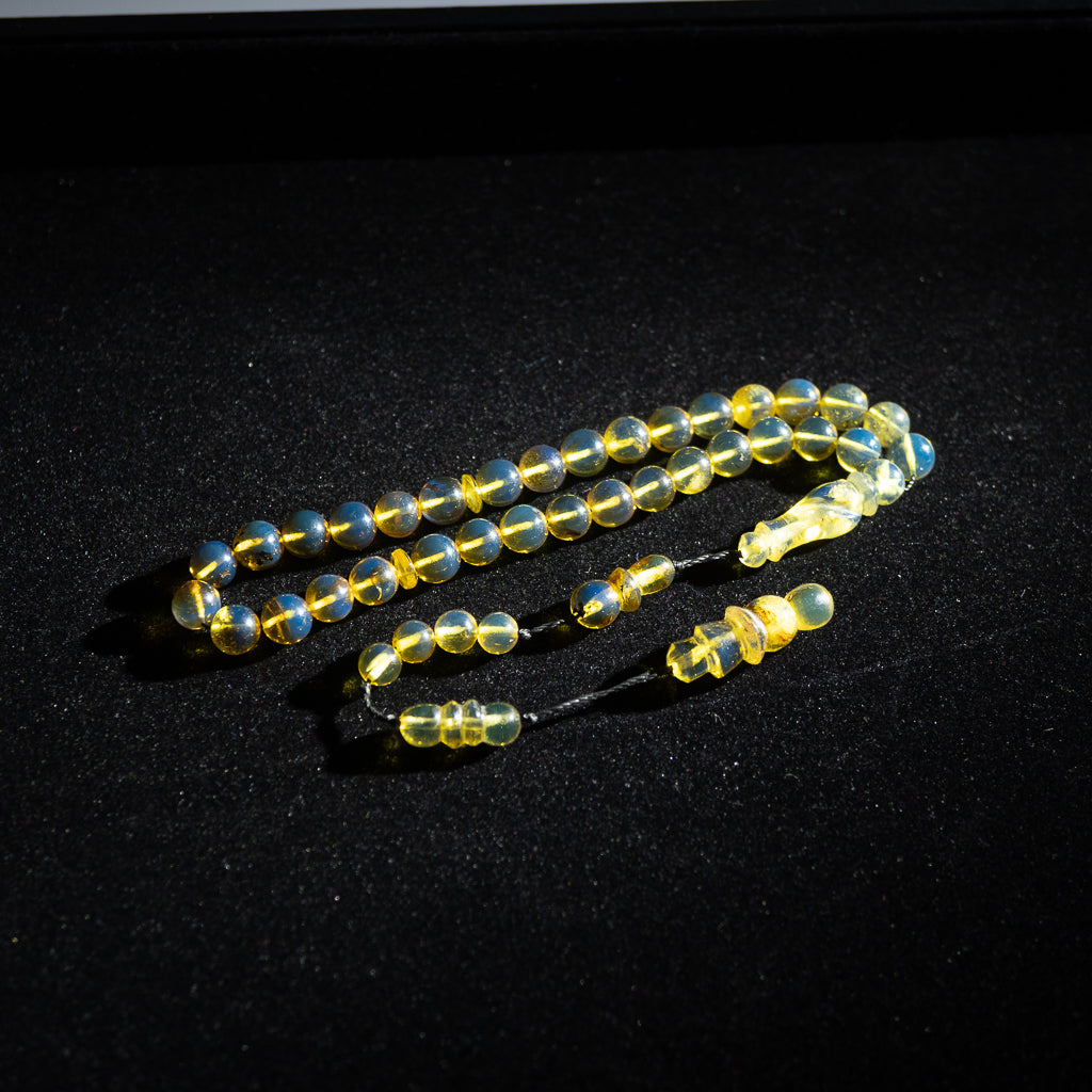 Blue/Green Amber Tasbih, 33 Beads, 7mm Beads, 11gr
