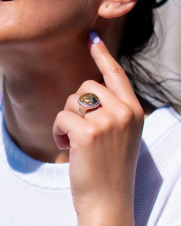 Blue Amber Ring, Danetta - Larimar Creations
