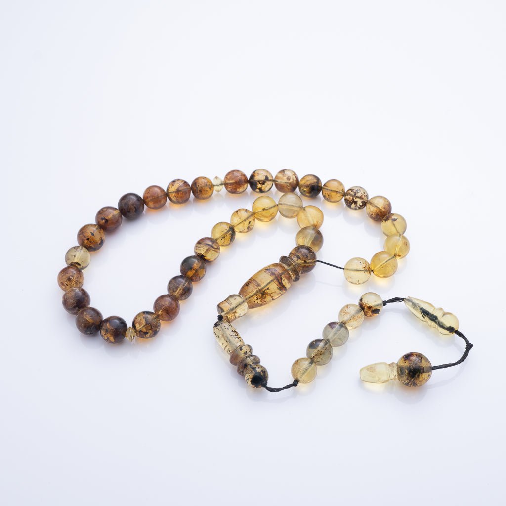 Blue Amber Tasbih, 33 Beads, 7mm Beads, 13gr