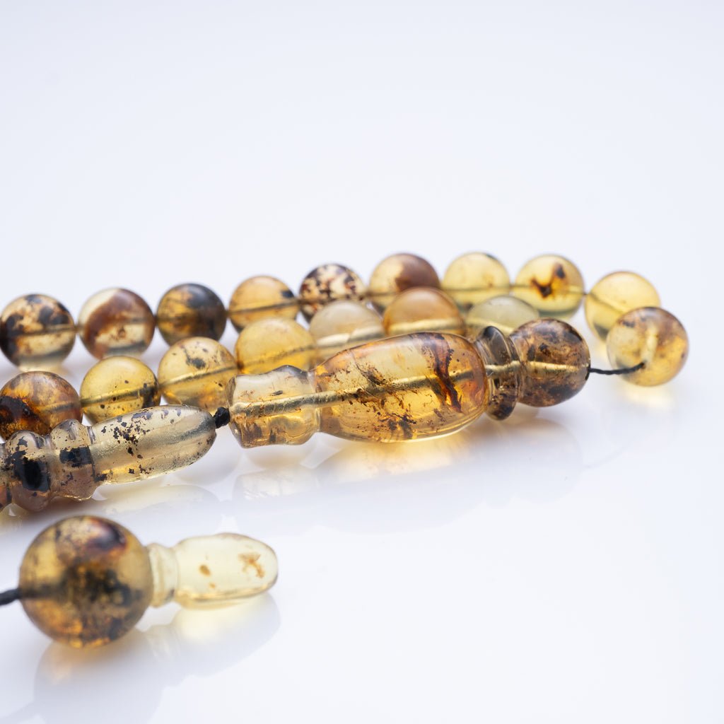 Blue Amber Tasbih, 33 Beads, 7mm Beads, 13gr