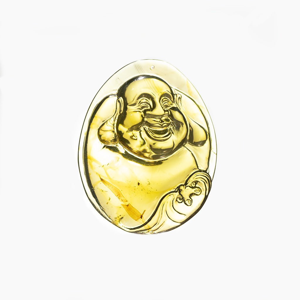 Dominican Blue Amber Buddha Pendant