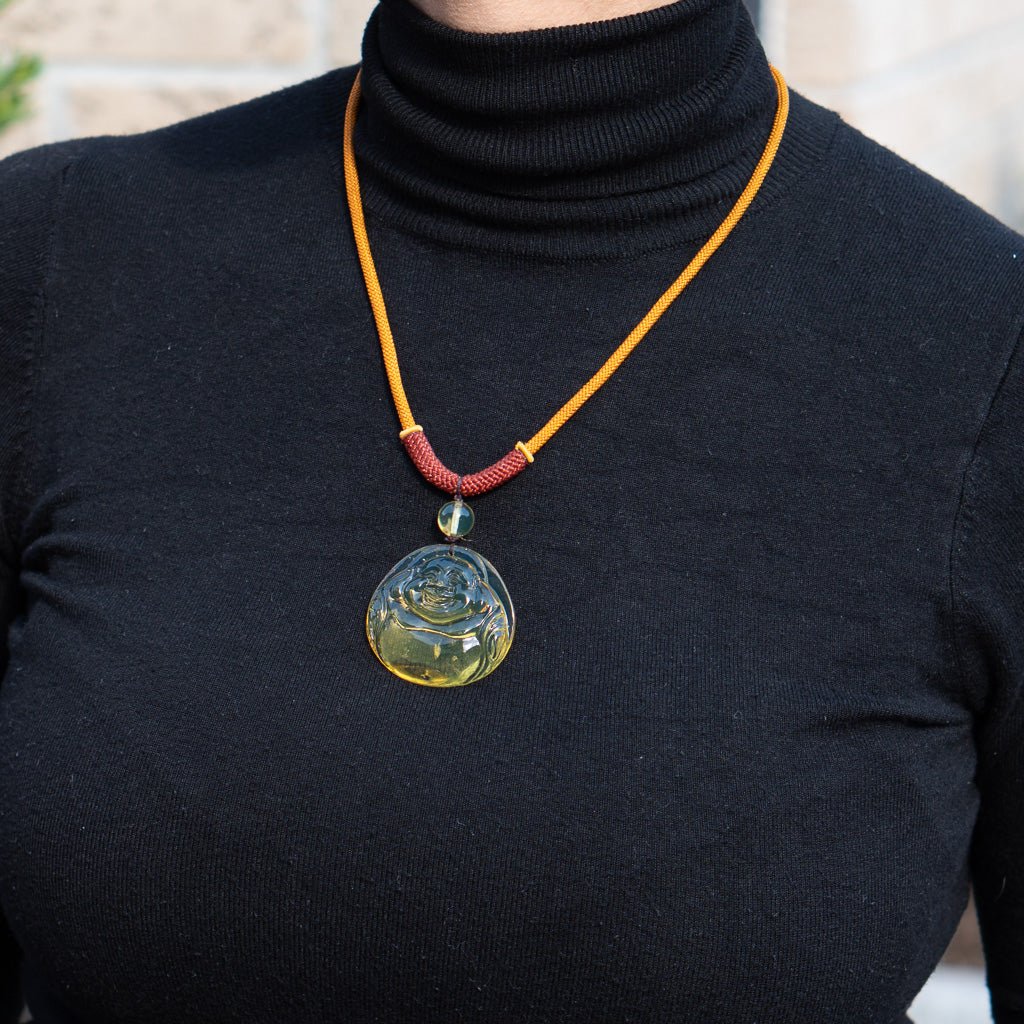 Dominican Green Amber Happy Buddha
