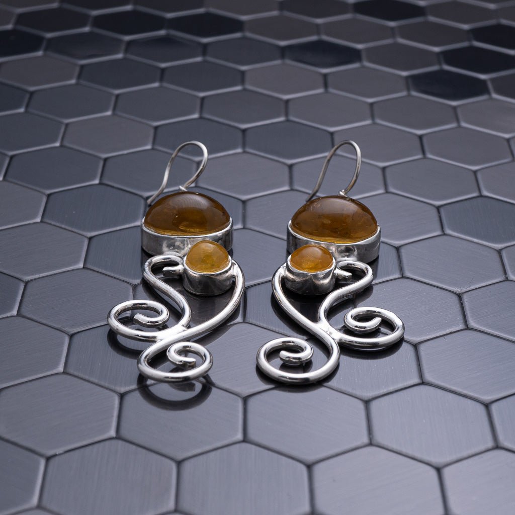 Green Amber Earrings, Amee