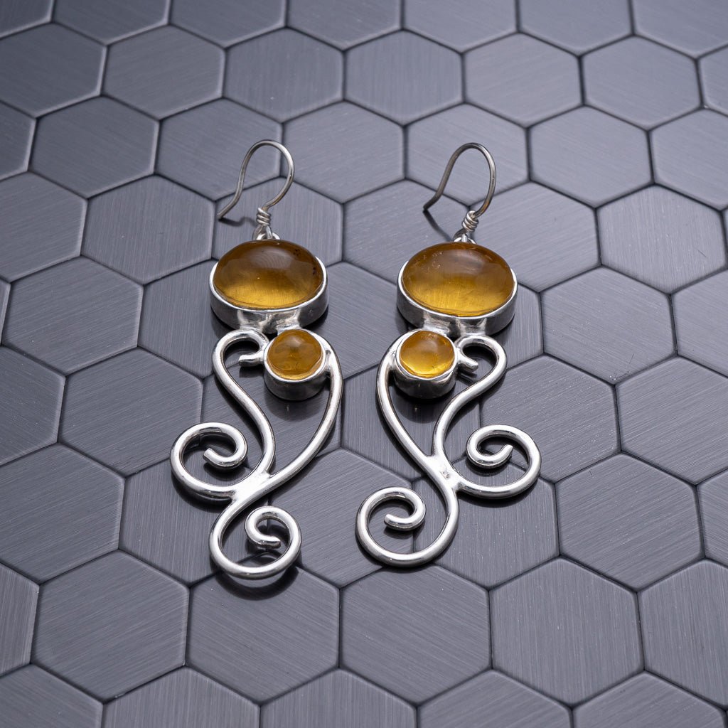 Green Amber Earrings, Amee
