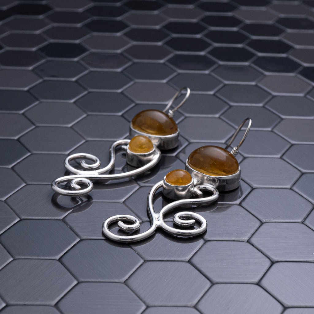 Green Amber Earrings, Amee