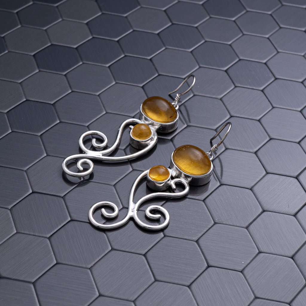 Green Amber Earrings, Amee