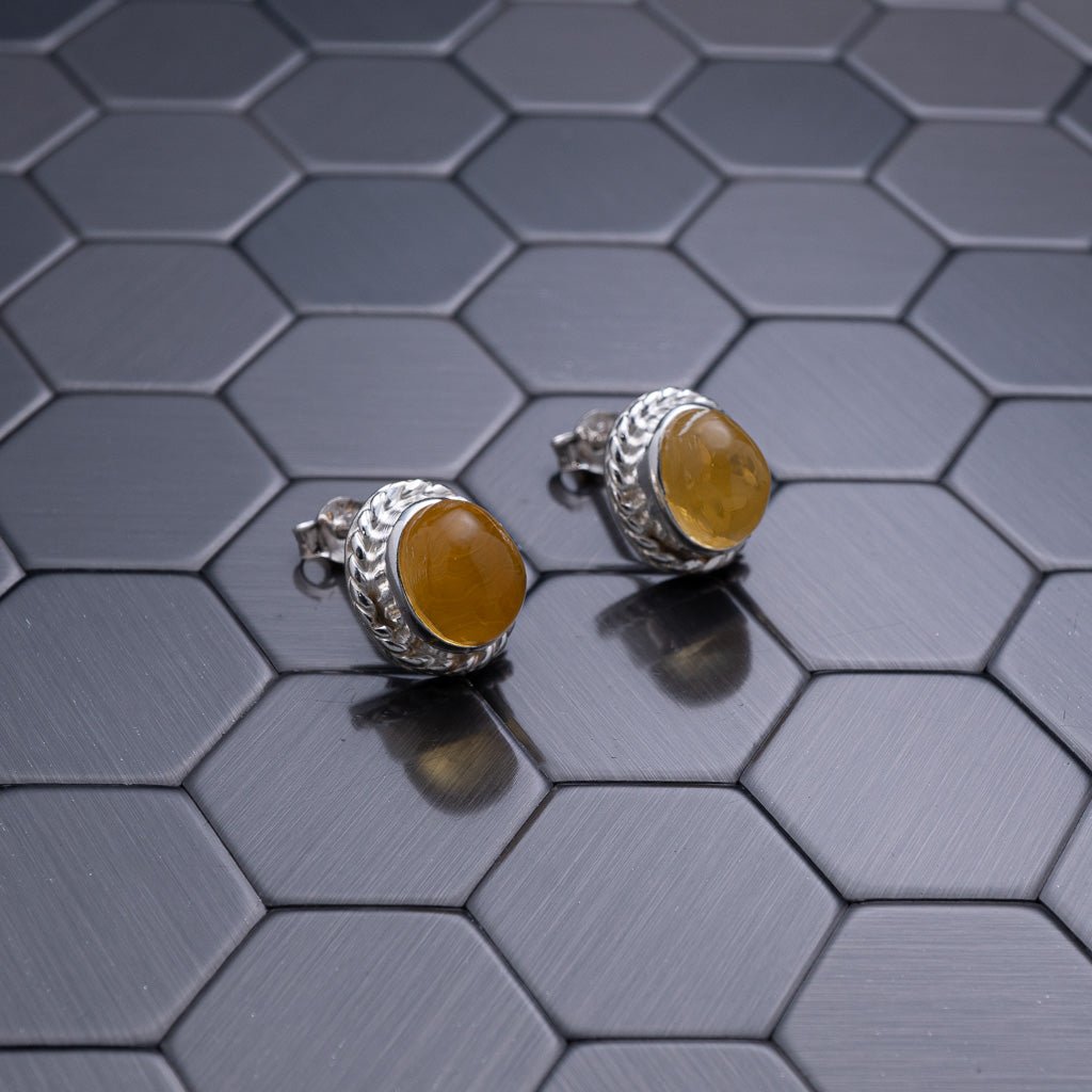 Green Amber Earrings, Bei