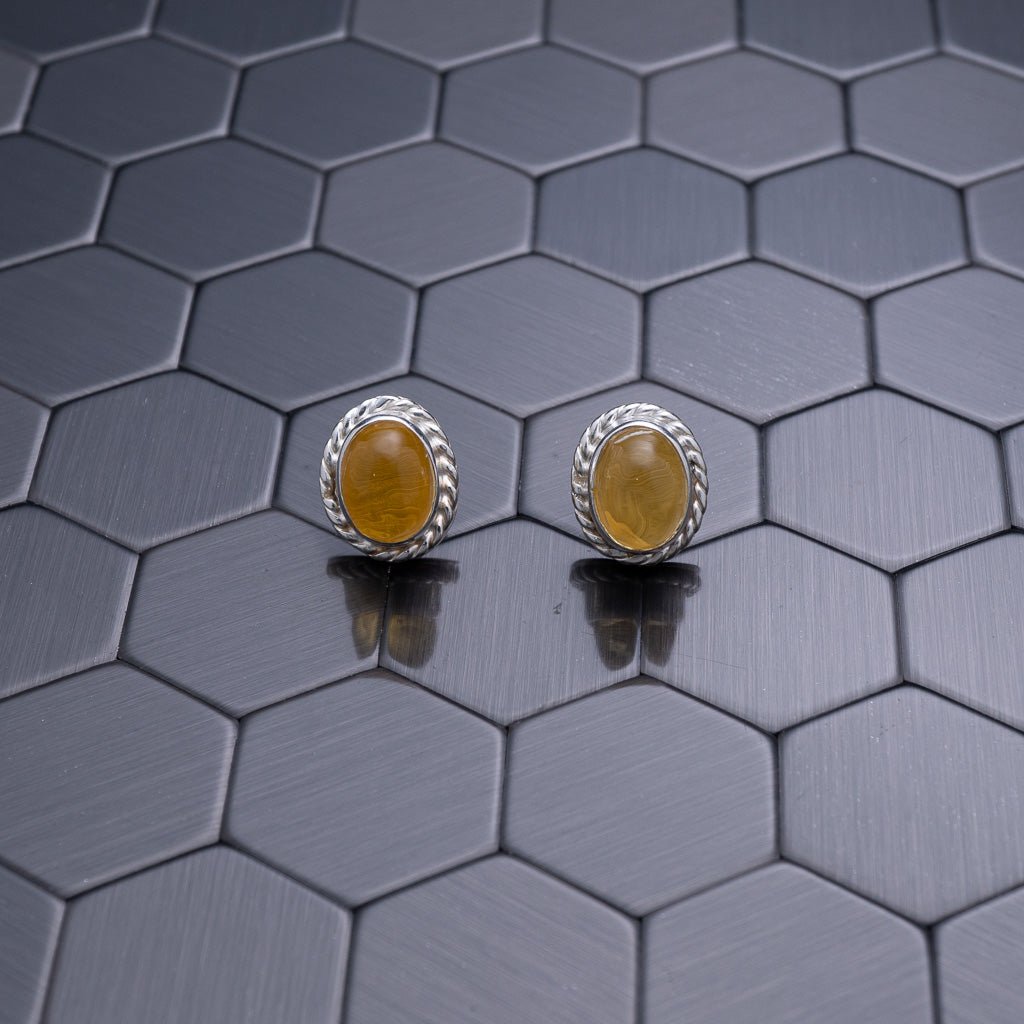 Green Amber Earrings, Bei