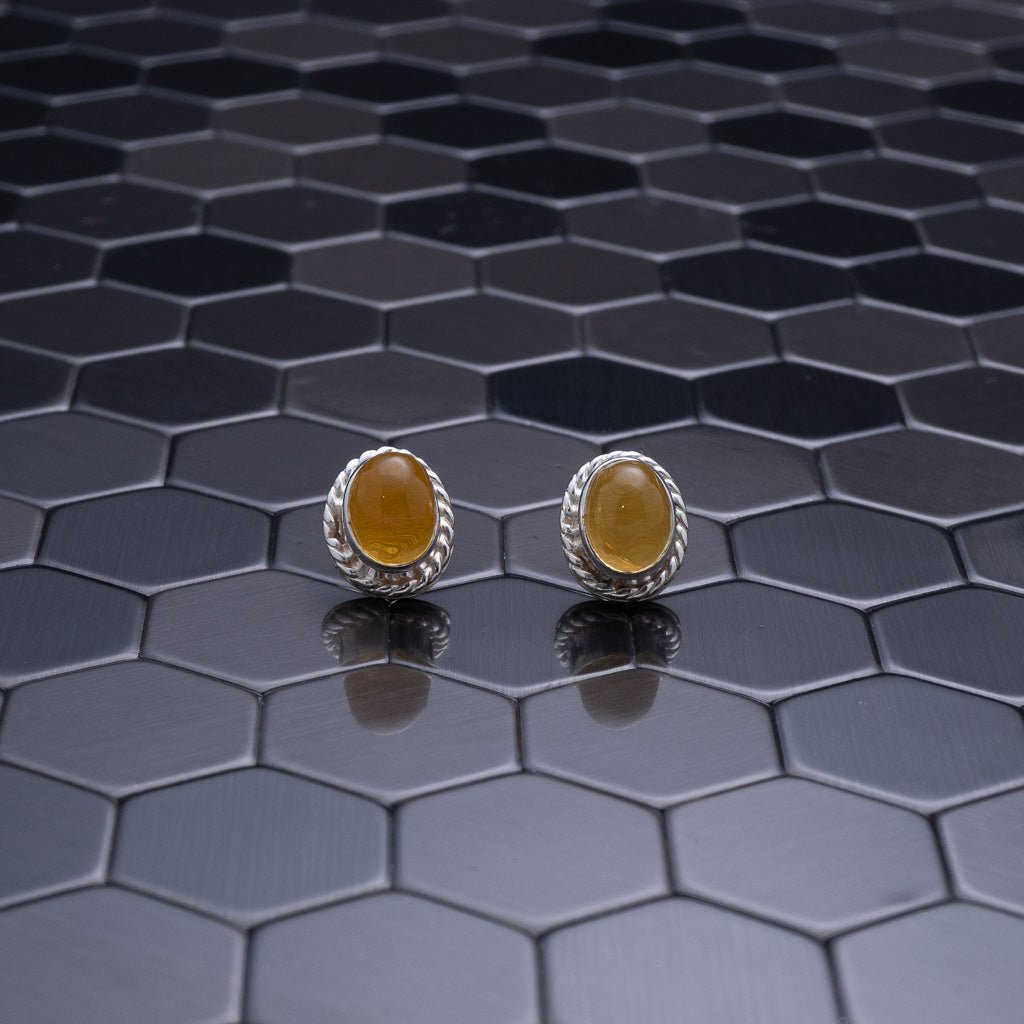 Green Amber Earrings, Bei