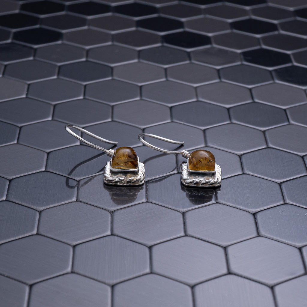 Green Amber Earrings, Crissann