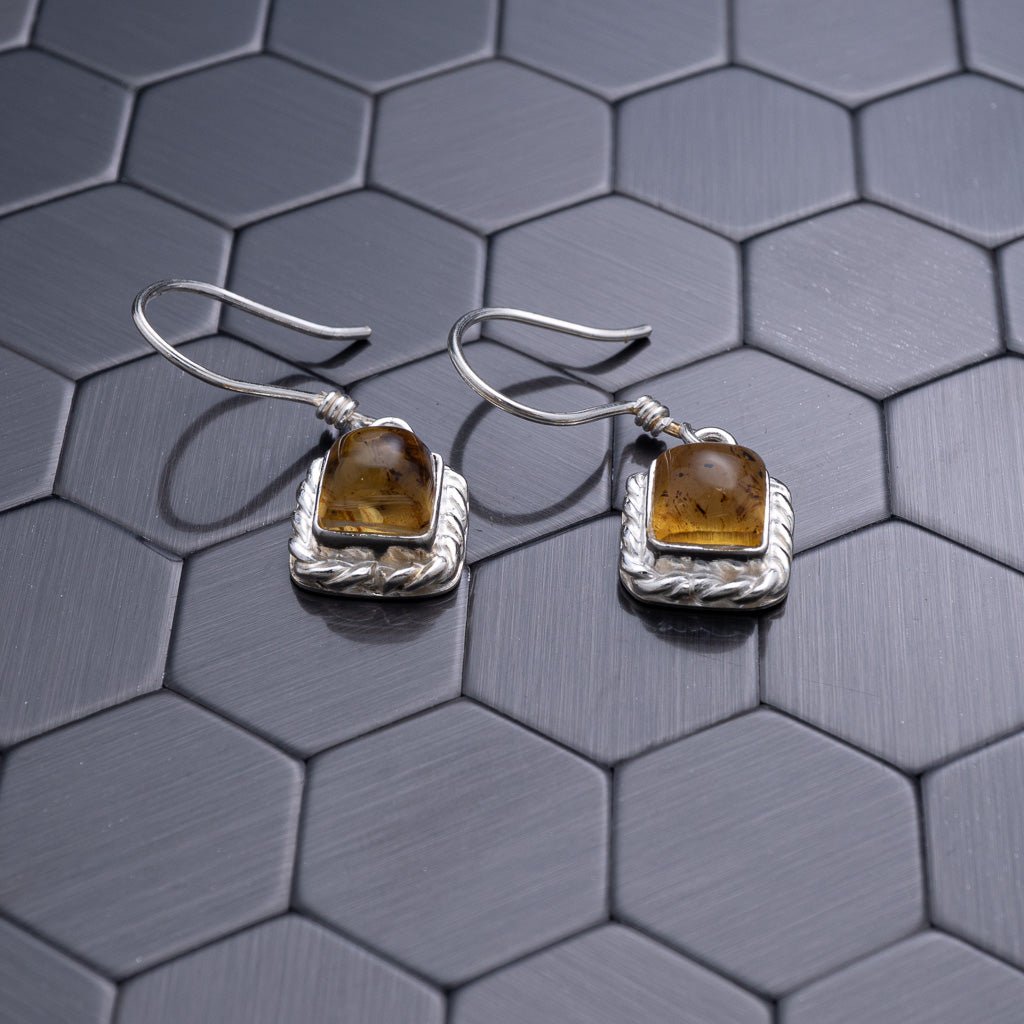 Green Amber Earrings, Crissann