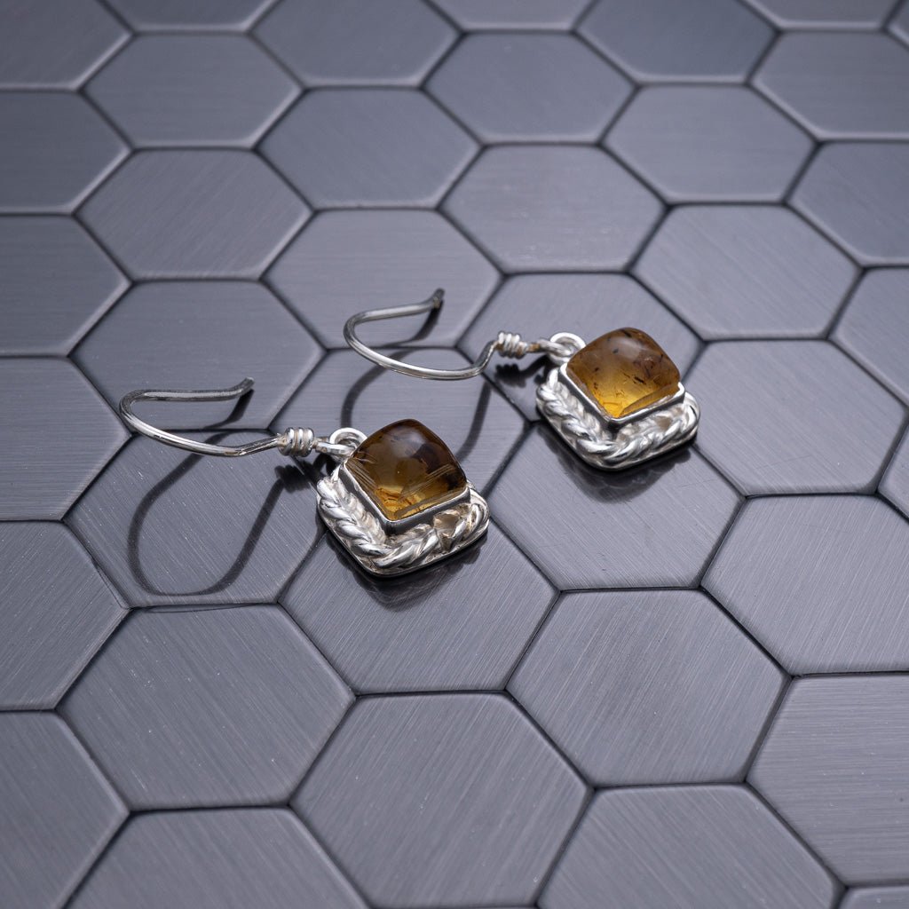 Green Amber Earrings, Crissann