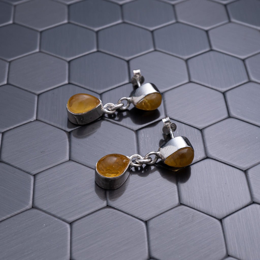 Green Amber Earrings, Dahlea