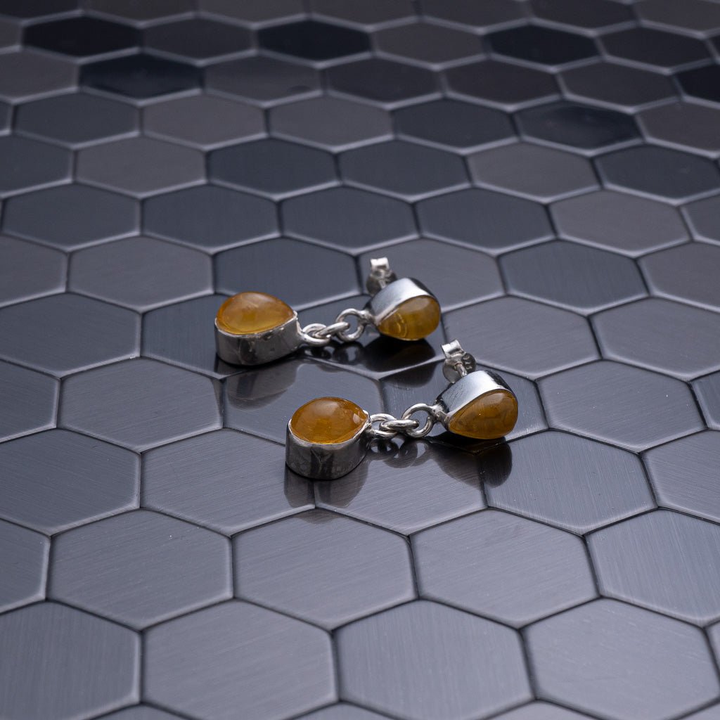 Green Amber Earrings, Dahlea