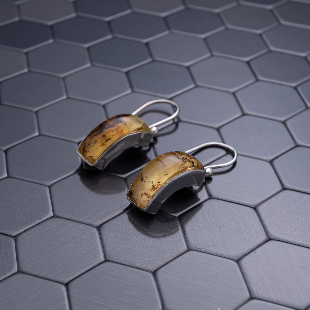 Green Amber Earrings, Dariana