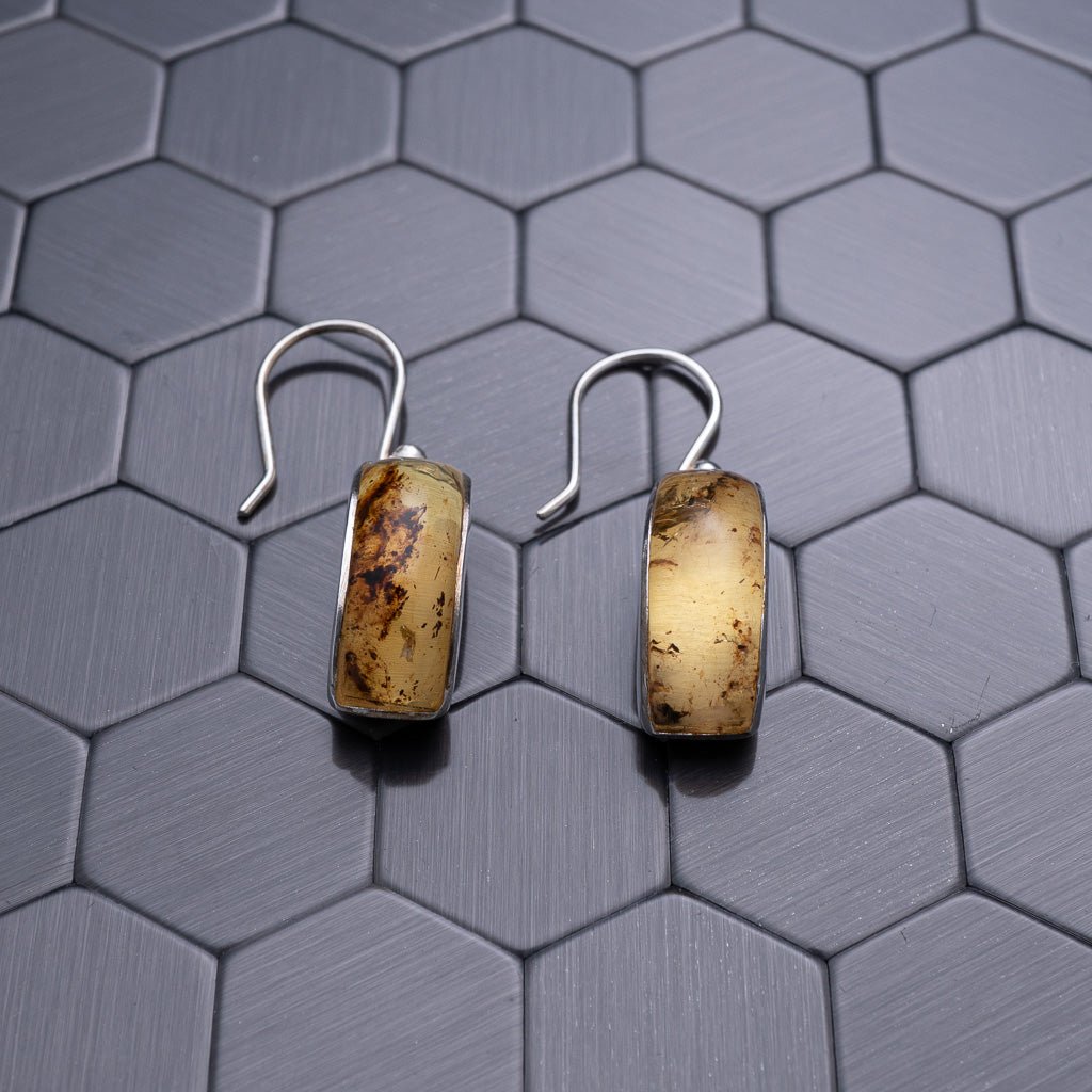 Green Amber Earrings, Dariana