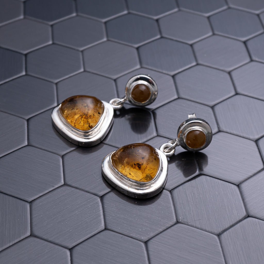 Green Amber Earrings, Darya