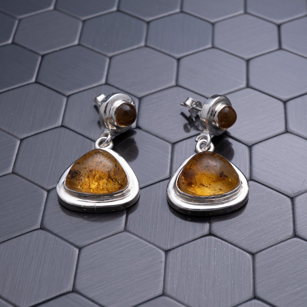 Green Amber Earrings, Darya