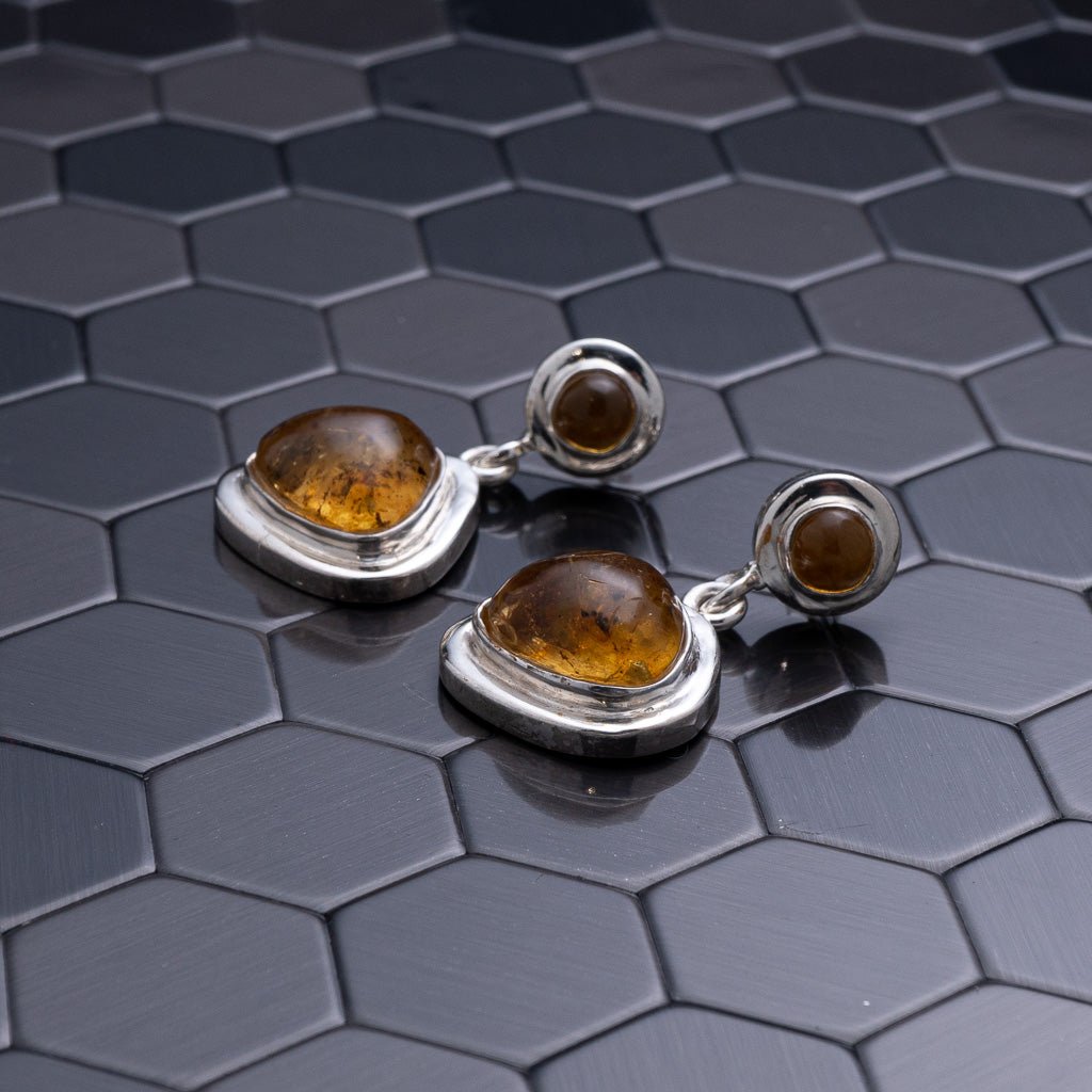 Green Amber Earrings, Darya