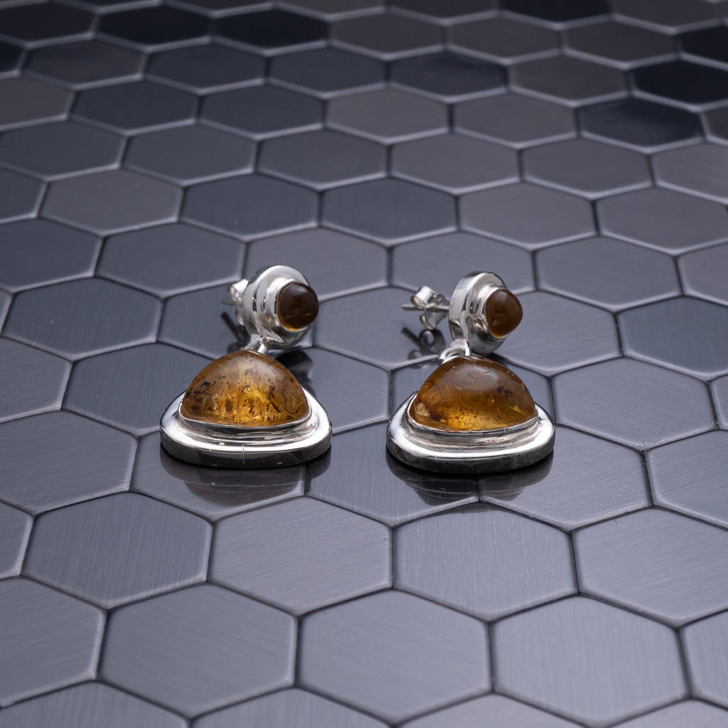 Green Amber Earrings, Darya