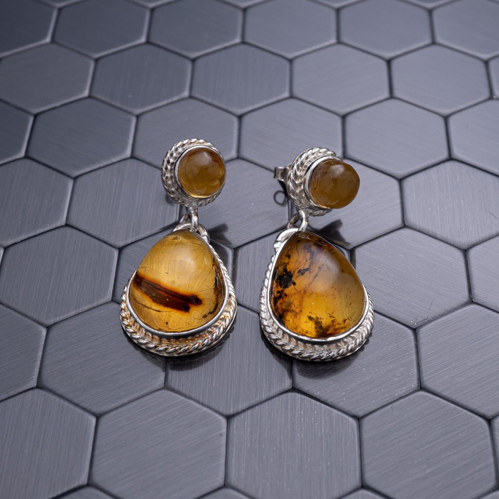 Green Amber Earrings, Dominica