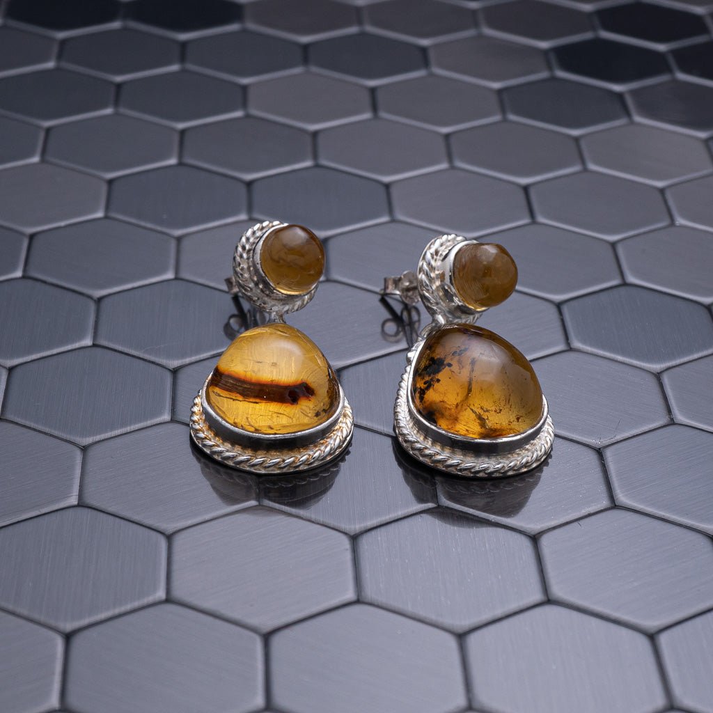 Green Amber Earrings, Dominica