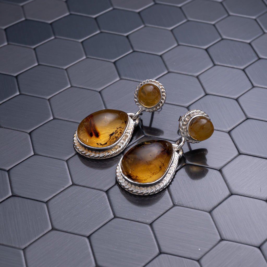 Green Amber Earrings, Dominica