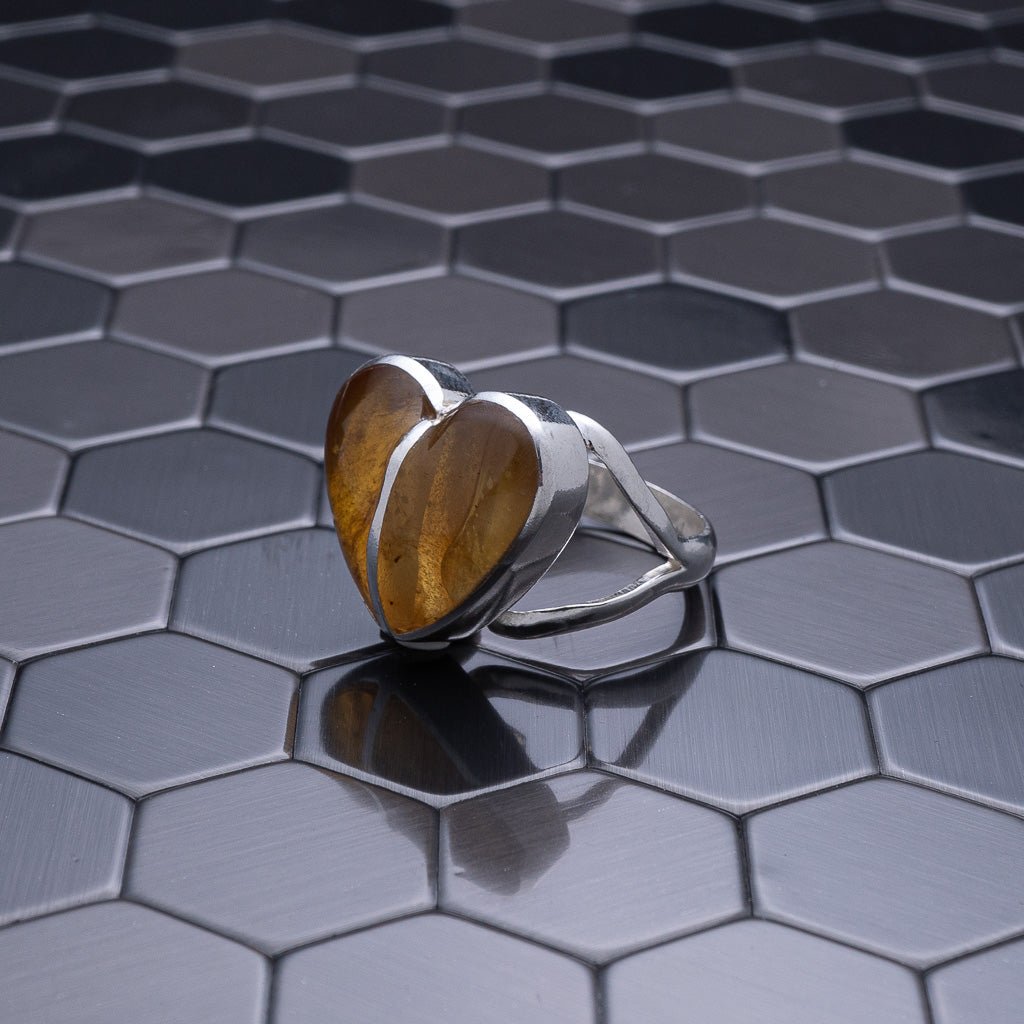 Green Amber Ring, Natalia - Larimar Creations