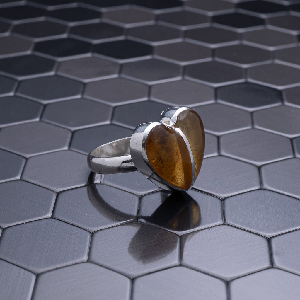 Green Amber Ring, Natalia - Larimar Creations