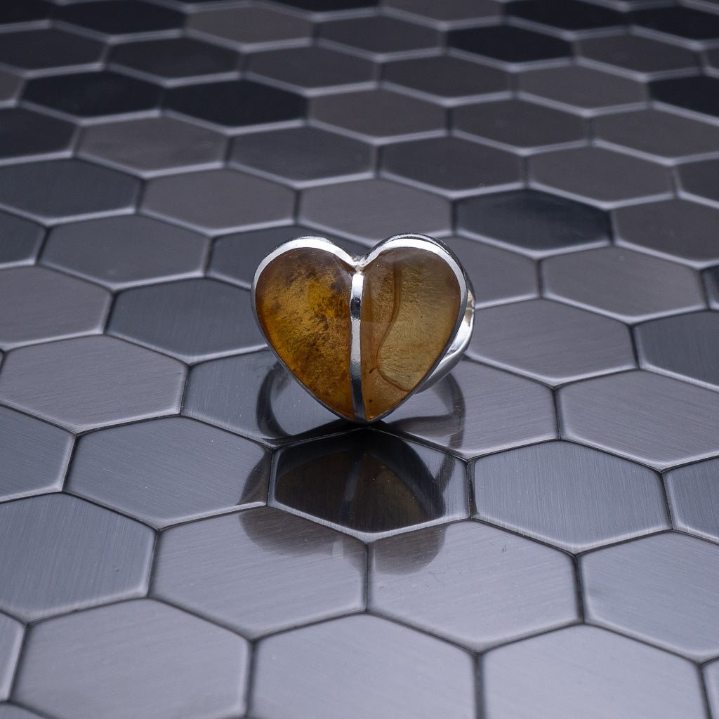 Green Amber Ring, Natalia - Larimar Creations