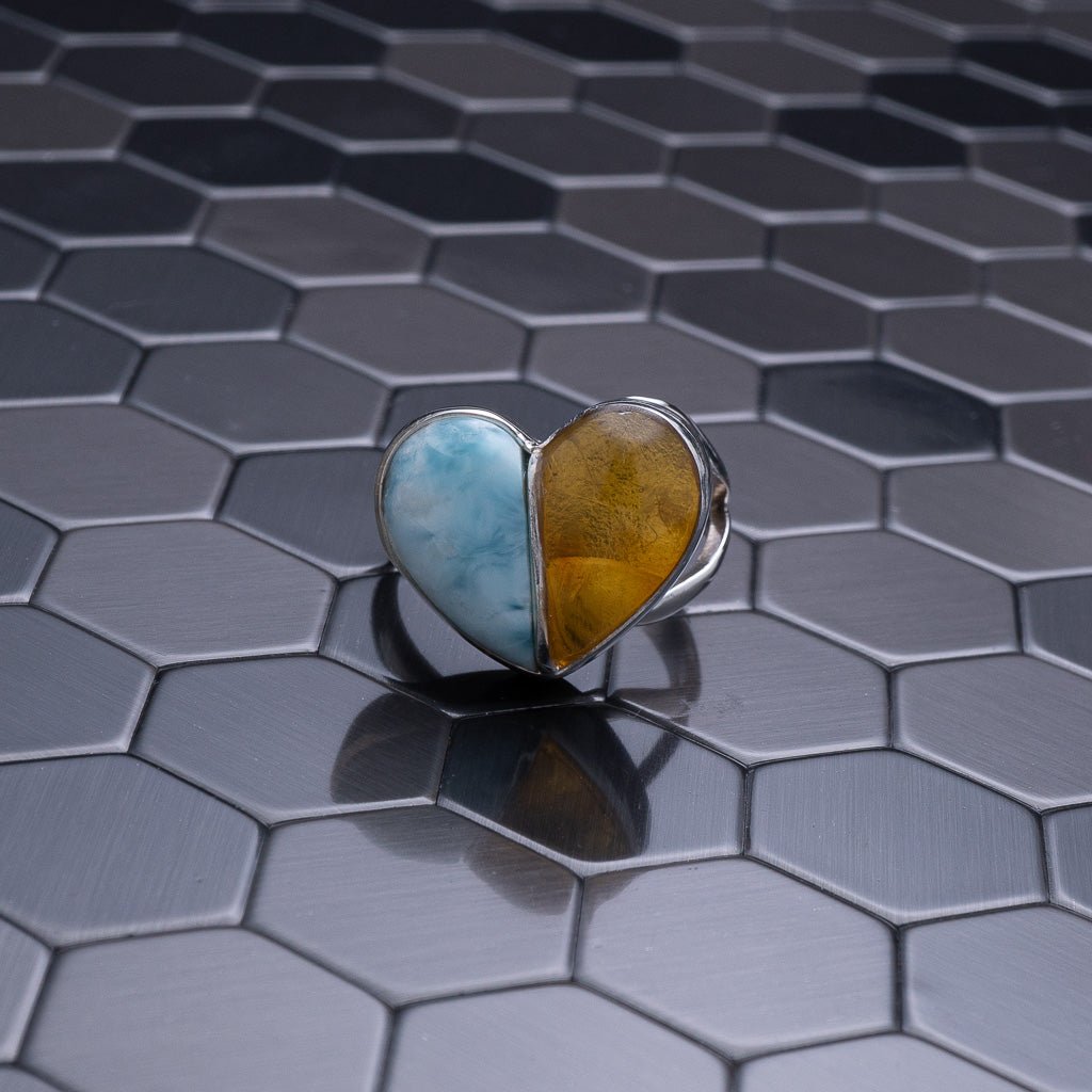 Green Amber Ring, Renn - Larimar Creations