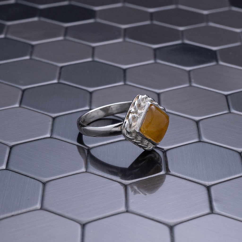 Green Amber Ring, Rula - Larimar Creations