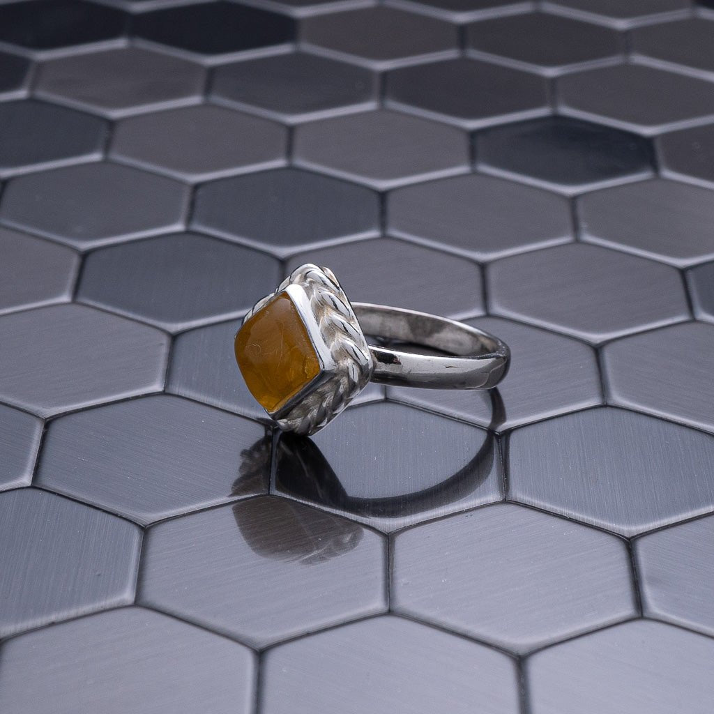 Green Amber Ring, Rula - Larimar Creations