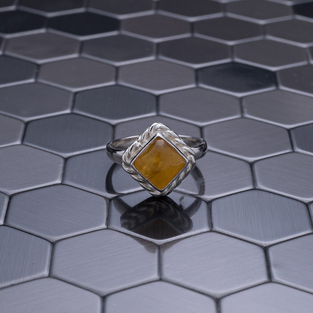 Green Amber Ring, Rula - Larimar Creations