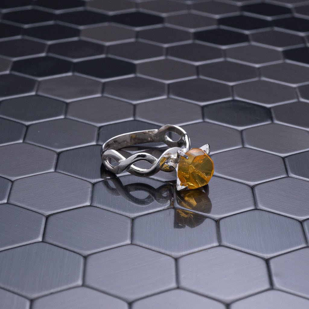 Green Amber Ring, Serafina - Larimar Creations