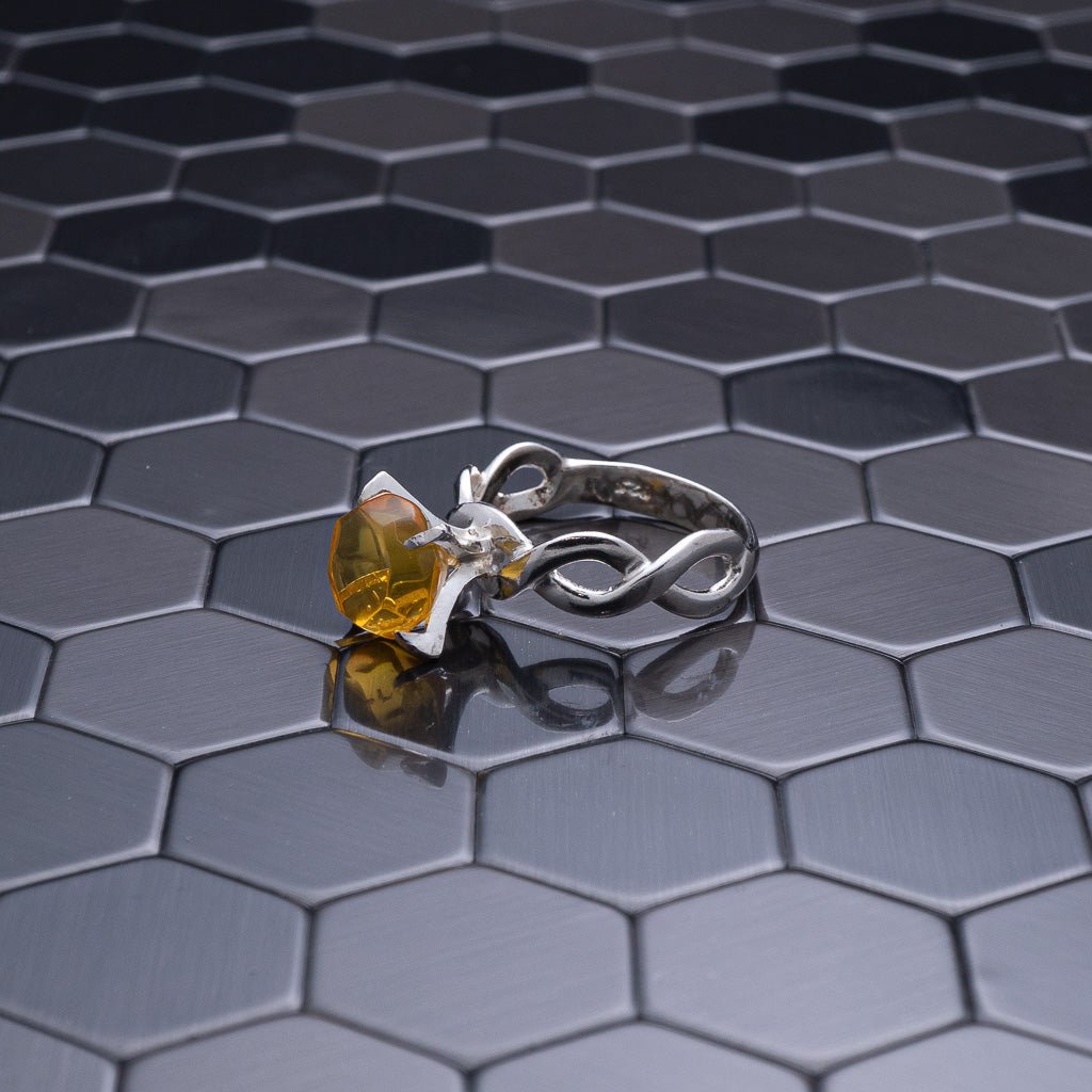 Green Amber Ring, Serafina - Larimar Creations