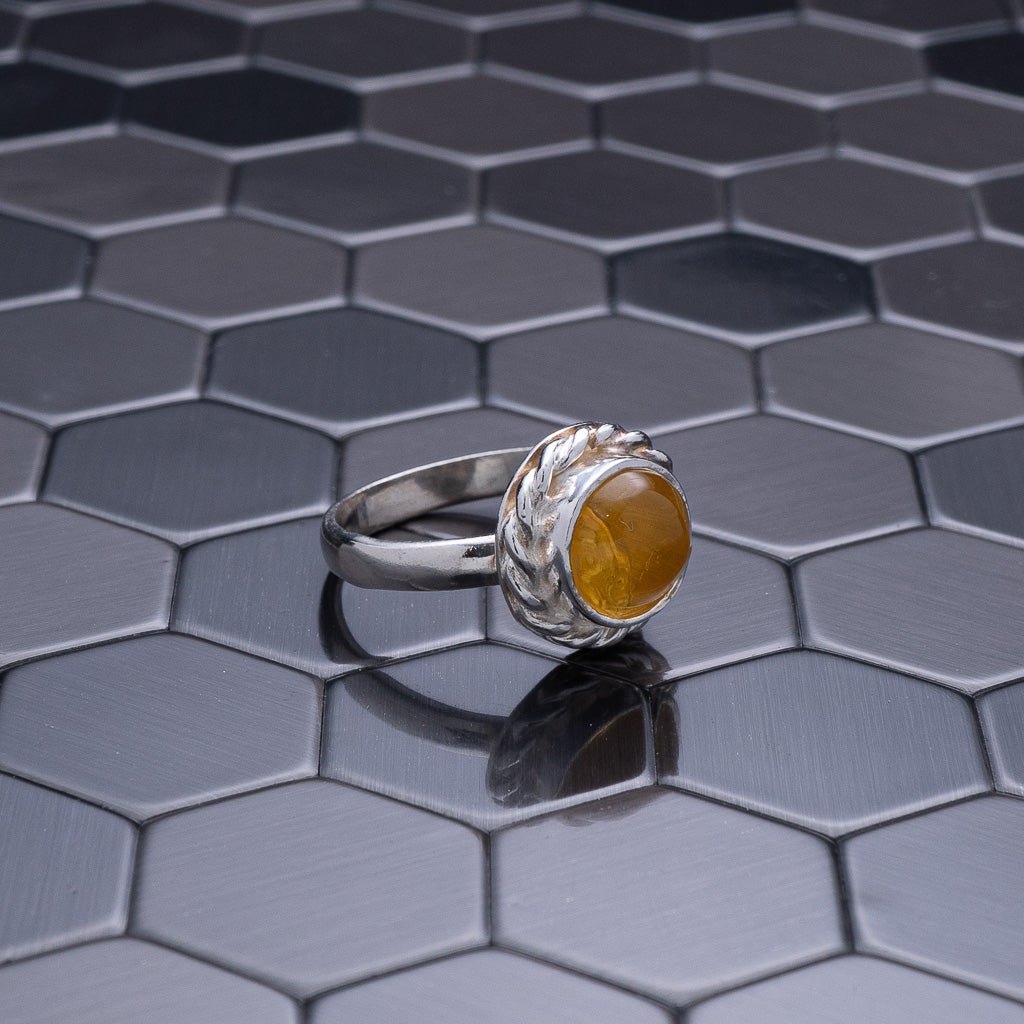 Green Amber Ring, Tavia - Larimar Creations
