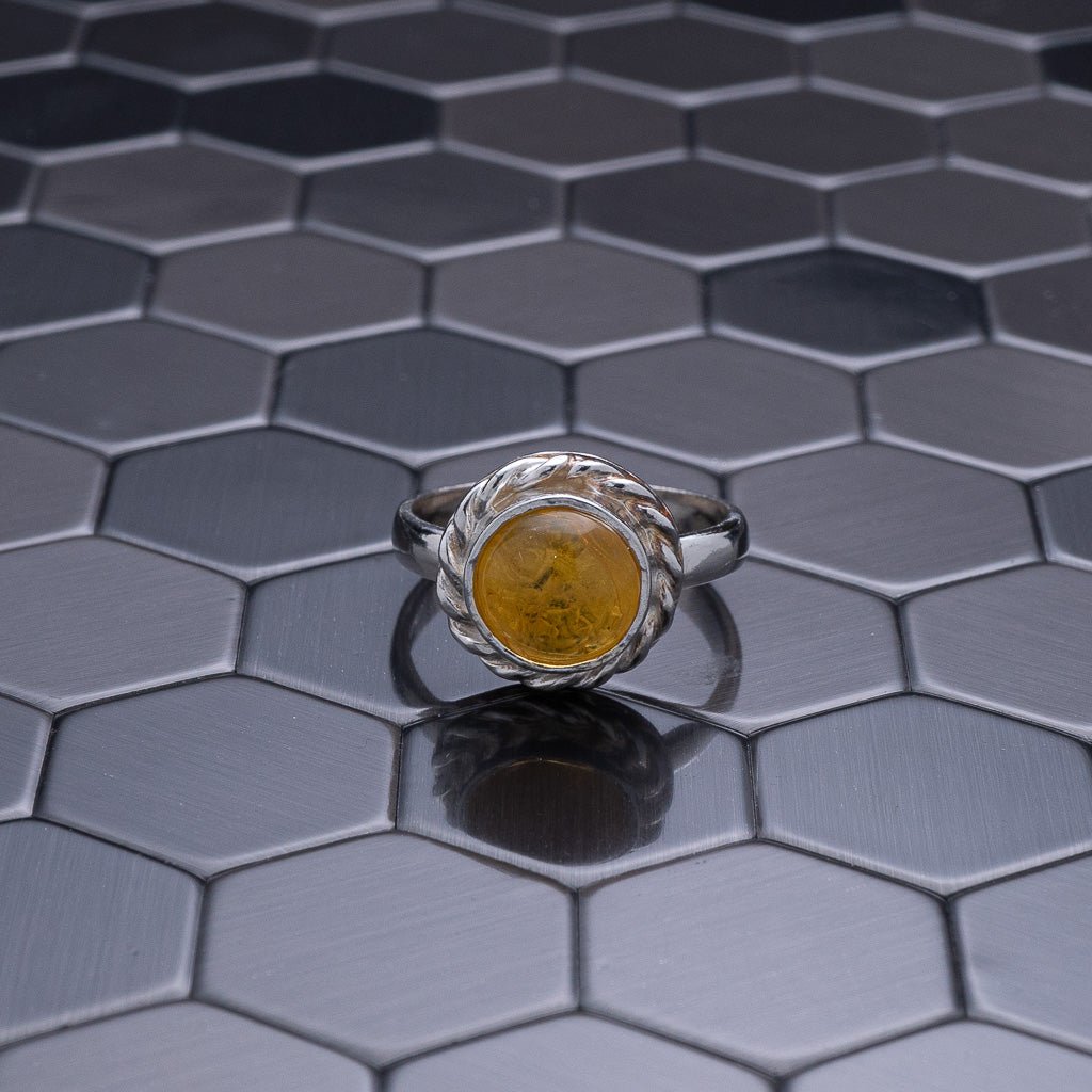 Green Amber Ring, Tavia - Larimar Creations