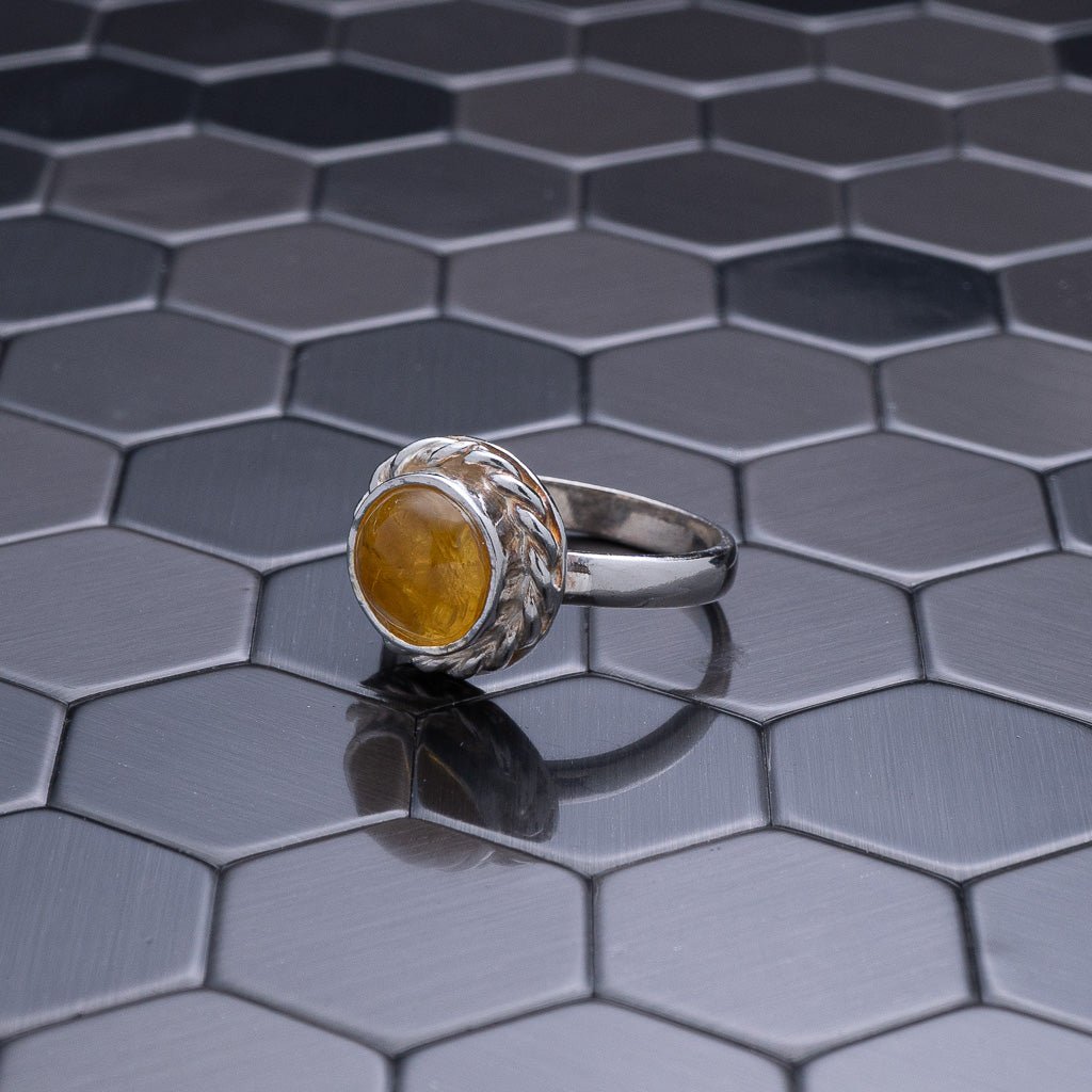 Green Amber Ring, Tavia - Larimar Creations