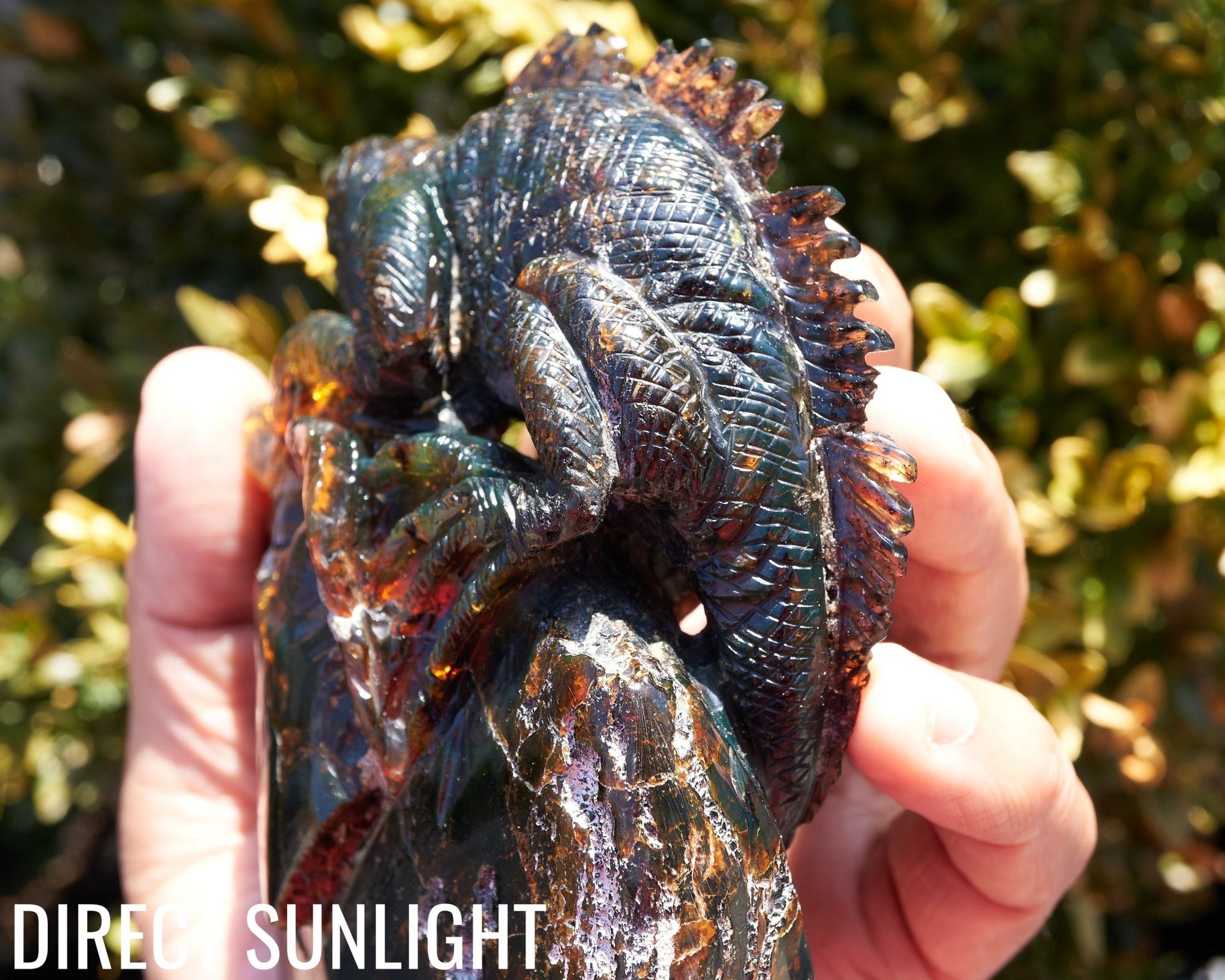 Handcrafted Dominican Amber Iguana Sculpture | Artisan Carving - Larimar Creations