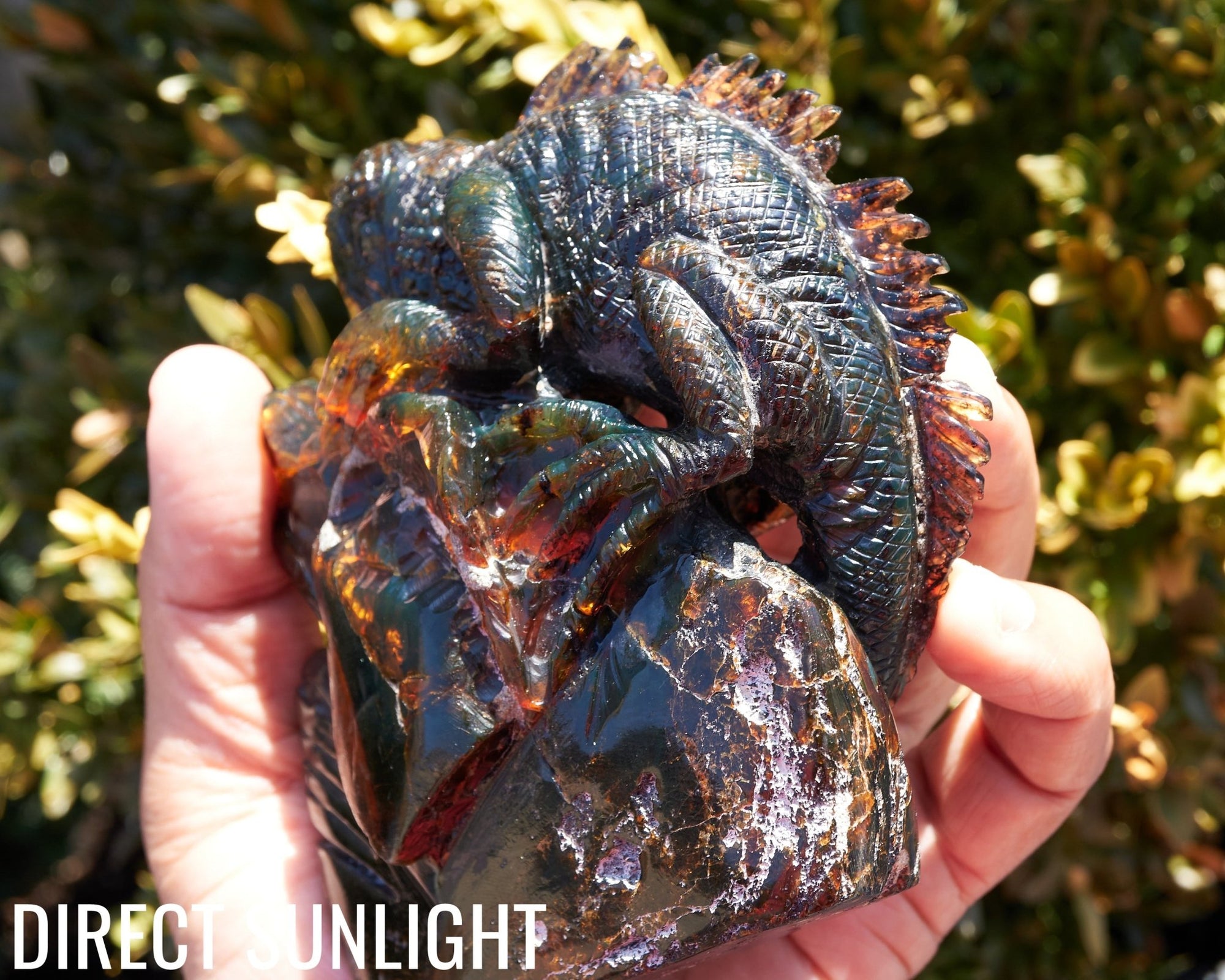 Handcrafted Dominican Amber Iguana Sculpture | Artisan Carving - Larimar Creations